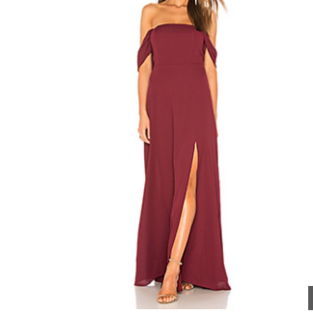 J.O.A. Off the Shoulder Maxi Dress Front Slit